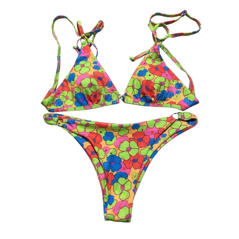 Unbranded Bikini Swimwear 2 pc Set Size Medium Floral Hippie Boho